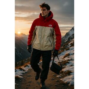 The North Face Red and Cream Ski Jacket